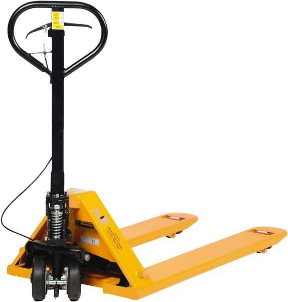 Vestil - 5,500 Lb Capacity, 7-3/4" Lift Economy Pallet Truck - 2-7/8" Min Lift Height, 48" Fork Length x 27" Fork Width, 27" Overall Width - USA Tool & Supply