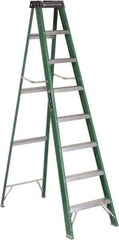 Louisville - 7 Steps, 8' High, Type II Rating, Fiberglass Step Ladder - 225 Lb Capacity, 24-13/16" Base Width - USA Tool & Supply