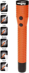 Bayco - LED Bulb, Industrial/Tactical Flashlight - Orange Polycarbonate Body, Integrated Batteries - USA Tool & Supply