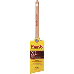 Purdy - 2-1/2" Angled Synthetic Trim Brush - 2-11/16" Bristle Length, 8-1/4" Wood Rattail Handle - USA Tool & Supply
