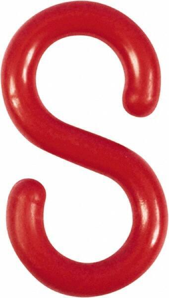 NMC - 2" High x 1/4" Long x 4" Wide Barrier S-Hook - Plastic, Uncoated, Red, Use with Plastic Chain - USA Tool & Supply