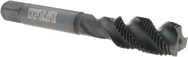 Kennametal - 1/2-20 3 Flute 2B Modified Bottoming Spiral Flute Tap - Vanadium High Speed Steel, Oxide Finish, 3-3/8" OAL, Right Hand Flute, Right Hand Thread, H5, Series GOtap\xAE - USA Tool & Supply
