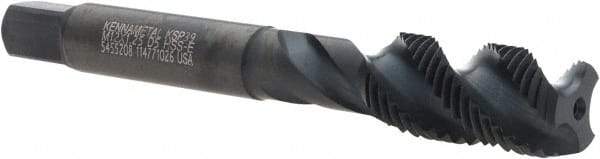 Kennametal - M12x1.25 3 Flute Modified Bottoming Spiral Flute Tap - Vanadium High Speed Steel, Oxide Finish, 3-3/8" OAL, Right Hand Flute, Right Hand Thread, D5, Series GOtap\xAE - USA Tool & Supply