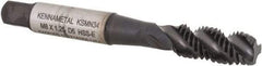 Kennametal - M8x1.25 3 Flute 6H Modified Bottoming Spiral Flute Tap - Vanadium High Speed Steel, TiN/CrC/C Finish, 2-23/32" OAL, Right Hand Flute, Right Hand Thread, D5, Series GOtap\xAE - USA Tool & Supply