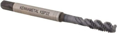 Kennametal - M4x0.70 3 Flute 6H Modified Bottoming Spiral Flute Tap - Vanadium High Speed Steel, TiCN/TiN Finish, 2-1/8" OAL, Right Hand Flute, Right Hand Thread, D4, Series GOtap\xAE - USA Tool & Supply
