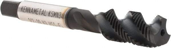 Kennametal - 1/2-20 3 Flute 3B Modified Bottoming Spiral Flute Tap - Vanadium High Speed Steel, TiN/CrC/C Finish, 3-3/8" OAL, Right Hand Flute, Right Hand Thread, H3, Series GOtap\xAE - USA Tool & Supply