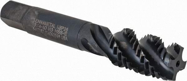Kennametal - 3/4-10 4 Flute Modified Bottoming Spiral Flute Tap - Vanadium High Speed Steel, Oxide Finish, 4-1/4" OAL, Right Hand Flute, Right Hand Thread, H3, Series GOtap\xAE - USA Tool & Supply