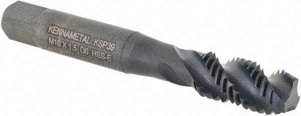 Kennametal - M10x1.50 3 Flute 6H Modified Bottoming Spiral Flute Tap - Vanadium High Speed Steel, Oxide Finish, 2-15/16" OAL, Right Hand Flute, Right Hand Thread, D6, Series GOtap\xAE - USA Tool & Supply