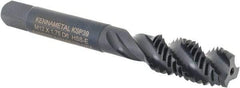 Kennametal - M12x1.75 3 Flute 6H Modified Bottoming Spiral Flute Tap - Vanadium High Speed Steel, Oxide Finish, 3-3/8" OAL, Right Hand Flute, Right Hand Thread, D6, Series GOtap\xAE - USA Tool & Supply