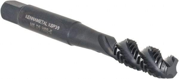 Kennametal - M12x1.75 3 Flute 6H Bottoming Spiral Flute Tap - Vanadium High Speed Steel, Oxide Finish, 3-3/8" OAL, Right Hand Flute, Right Hand Thread, D6, Series GOtap\xAE - USA Tool & Supply