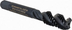 Kennametal - 9/16-12 3 Flute Bottoming Spiral Flute Tap - Vanadium High Speed Steel, Oxide Finish, 3-19/32" OAL, Right Hand Flute, Right Hand Thread, H3, Series GOtap\xAE - USA Tool & Supply