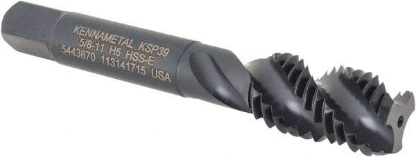 Kennametal - 5/8-11 3 Flute 2B Bottoming Spiral Flute Tap - Vanadium High Speed Steel, Oxide Finish, 3-13/16" OAL, Right Hand Flute, Right Hand Thread, H5, Series GOtap\xAE - USA Tool & Supply