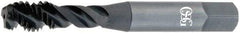 OSG - M8x1.25, 3 Flute, 45° Helix, Modified Bottoming Chamfer, Oxide Finish, Vanadium High Speed Steel Spiral Flute STI Tap - Right Hand Flute, 2-15/16" OAL, 0.381" Shank Diam, 1-1/4" Thread Length, 6H Class of Fit, Series 343STI - Exact Industrial Supply