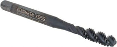 Kennametal - #10-24, 2 Flute, TiCN/TiN Finish, Vanadium High Speed Steel Spiral Point Tap - Plug Chamfer, Right Hand Thread, 2-3/8" OAL, 12.7mm Thread Length, 4.93mm Shank Diam, 2B/3B Class of Fit, Series GOtap - Exact Industrial Supply