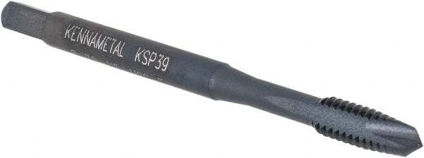 Kennametal - #8-32, 2 Flute, Oxide Finish, Vanadium High Speed Steel Spiral Point Tap - Plug Chamfer, Right Hand Thread, 2-1/8" OAL, 9.7mm Thread Length, 4.27mm Shank Diam, Series GOtap - Exact Industrial Supply
