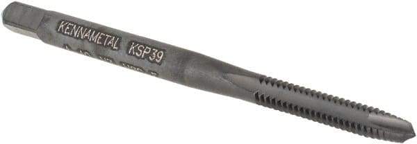 Kennametal - #4-40, 2 Flute, Oxide Finish, Vanadium High Speed Steel Spiral Point Tap - Plug Chamfer, Right Hand Thread, 1-7/8" OAL, 13mm Thread Length, 3.58mm Shank Diam, Series GOtap - Exact Industrial Supply