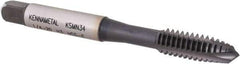 Kennametal - 1/4-20, 3 Flute, TiN/CrC/C Finish, Vanadium High Speed Steel Spiral Point Tap - Plug Chamfer, Right Hand Thread, 2-1/2" OAL, 16mm Thread Length, 6.48mm Shank Diam, 3B Class of Fit, Series GOtap - Exact Industrial Supply
