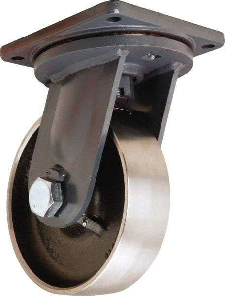 Hamilton - 10" Diam x 3" Wide x 13" OAH Top Plate Mount Swivel Caster - Forged Steel, 6,500 Lb Capacity, Tapered Roller Bearing, 8-1/2 x 8-1/2" Plate - USA Tool & Supply