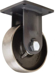 Hamilton - 10" Diam x 3" Wide x 13" OAH Top Plate Mount Rigid Caster - Forged Steel, 6,500 Lb Capacity, Tapered Roller Bearing, 8-1/2 x 8-1/2" Plate - USA Tool & Supply