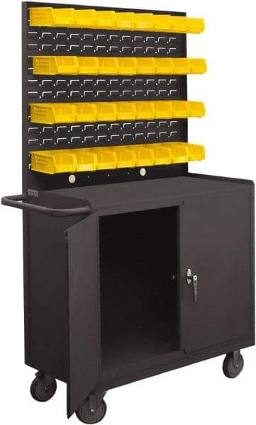 Durham - 1,200 Lb Capacity, 18" Wide x 36" Long x 68-1/4" High Mobile Cart - 2 Door, 1 Shelf, Steel, 2 Rigid/2 Swivel Casters - USA Tool & Supply