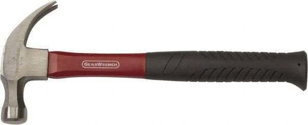 GearWrench - 16 oz Head, Curved Claw Hammer - 12-7/8" OAL, Smooth Face, Fiberglass Handle with Grip - USA Tool & Supply