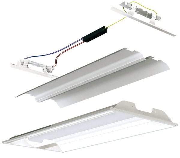 Cooper Lighting - 2 Lamp, 17 Watts, 2 x 2', Electronic Start Troffer Light Fixture Retrofit Kit - White Fluorescent Lamp - USA Tool & Supply