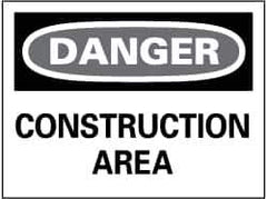 NMC - "Danger - Construction Area", 14" Long x 20" Wide, Rigid Plastic Safety Sign - Rectangle, 0.05" Thick, Use for Security & Admittance - USA Tool & Supply