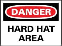 NMC - "Danger - Hard Hat Area", 20" Long x 28" Wide, Rigid Plastic Safety Sign - Rectangle, 0.05" Thick, Use for Accident Prevention - USA Tool & Supply