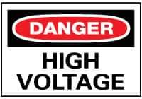 NMC - "Danger - High Voltage", 20" Long x 28" Wide, Rigid Plastic Safety Sign - Rectangle, 0.05" Thick, Use for Accident Prevention - USA Tool & Supply