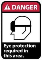 NMC - "Danger - Eye Protection Required in This Area", 14" Long x 10" Wide, Aluminum Safety Sign - Rectangle, 0.04" Thick, Use for Accident Prevention - USA Tool & Supply