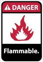NMC - Danger - Flammable, Aluminum Fire Sign - 10" Wide x 14" High - USA Tool & Supply