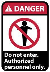 NMC - "Danger - Do Not Enter - Authorized Personnel Only", 14" Long x 10" Wide, Aluminum Safety Sign - Rectangle, 0.04" Thick, Use for Security & Admittance - USA Tool & Supply