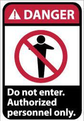 NMC - "Danger - Do Not Enter - Authorized Personnel Only", 14" Long x 10" Wide, Aluminum Safety Sign - Rectangle, 0.04" Thick, Use for Security & Admittance - USA Tool & Supply