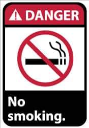 NMC - "Danger - No Smoking", 14" Long x 10" Wide, Aluminum Safety Sign - Rectangle, 0.04" Thick, Use for Accident Prevention - USA Tool & Supply