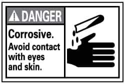 NMC - "Danger - Corrosive - Avoid Contact with Eyes and Skin", 14" Long x 10" Wide, Pressure-Sensitive Vinyl Safety Sign - Rectangle, 0.004" Thick, Use for Accident Prevention - USA Tool & Supply