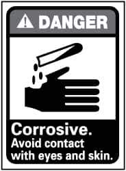 NMC - "Danger - Corrosive - Avoid Contact with Eyes and Skin", 14" Long x 10" Wide, Rigid Plastic Safety Sign - Rectangle, 0.05" Thick, Use for Accident Prevention - USA Tool & Supply