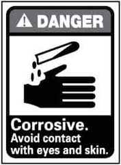 NMC - "Danger - Corrosive - Avoid Contact with Eyes and Skin", 14" Long x 10" Wide, Rigid Plastic Safety Sign - Rectangle, 0.05" Thick, Use for Accident Prevention - USA Tool & Supply