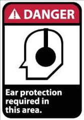 NMC - "Danger - Ear Protection Required in This Area", 14" Long x 10" Wide, Aluminum Safety Sign - Rectangle, 0.04" Thick, Use for Accident Prevention - USA Tool & Supply