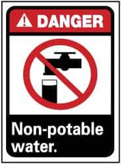 NMC - "Danger - Non-Potable Water", 14" Long x 10" Wide, Rigid Plastic Safety Sign - Rectangle, 0.05" Thick, Use for Restroom, Janitorial & Housekeeping - USA Tool & Supply