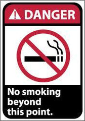 NMC - "Danger - No Smoking Beyond This Point", 10" Long x 7" Wide, Pressure-Sensitive Vinyl Safety Sign - Rectangle, 0.004" Thick, Use for Accident Prevention - USA Tool & Supply