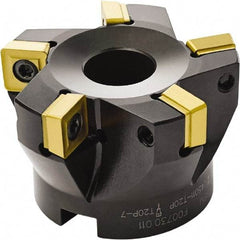 Seco - 50mm Cut Diam, 22mm Arbor Hole, 11mm Max Depth of Cut, 87° Indexable Chamfer & Angle Face Mill - 4 Inserts, SC.. 1206 Insert, Right Hand Cut, Through Coolant, Series R220.79 - USA Tool & Supply