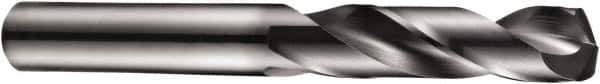 DORMER - 10mm 140° Spiral Flute Solid Carbide Screw Machine Drill Bit - TiAlN Finish, Right Hand Cut, 47mm Flute Length, 89mm OAL, Four Facet Split Point, Straight Shank - USA Tool & Supply