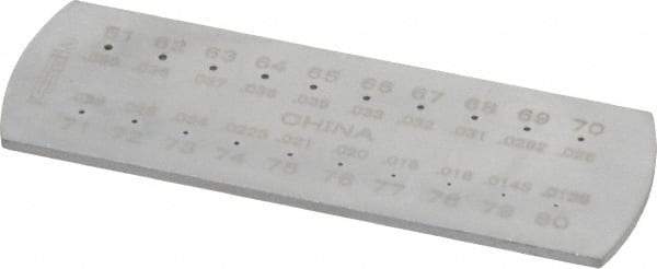 SPI - #80 Wire to #61 Wire Hole Size Drill Gage - 6 Inch Long, 2-1/2 Inch Wide, 20 Holes - USA Tool & Supply