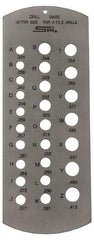 SPI - A Letter to Z Letter Hole Size Drill Gage - 6 Inch Long, 2-1/2 Inch Wide, 26 Holes - USA Tool & Supply