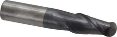 Accupro - 5/8" Diam, 1-1/4" LOC, 2 Flute Solid Carbide Ball End Mill - AlTiN Finish, Single End, 3-1/2" OAL, 5/8" Shank Diam, Spiral Flute - USA Tool & Supply