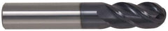 Accupro - 1" Diam, 1-3/4" LOC, 4 Flute Solid Carbide Ball End Mill - AlTiN Finish, Single End, 4" OAL, 1" Shank Diam, Spiral Flute - USA Tool & Supply