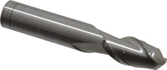 Accupro - 1/2" Diam, 1" LOC, 2 Flute Solid Carbide Ball End Mill - Uncoated, Single End, 3" OAL, 1/2" Shank Diam, Spiral Flute - USA Tool & Supply