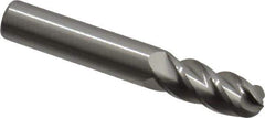 Accupro - 3/8" Diam, 7/8" LOC, 4 Flute Solid Carbide Ball End Mill - Uncoated, Single End, 2-1/2" OAL, 3/8" Shank Diam, Spiral Flute - USA Tool & Supply