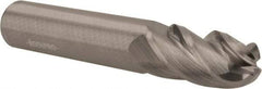 Accupro - 1/2" Diam, 1" LOC, 4 Flute Solid Carbide Ball End Mill - Uncoated, Single End, 3" OAL, 1/2" Shank Diam, Spiral Flute - USA Tool & Supply