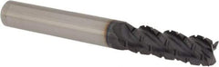 Accupro - 3/8" Diam, 1-1/8" LOC, 4 Flute Solid Carbide Roughing & Finishing Square End Mill - AlTiN Finish, 3" OAL, 3/8" Shank Diam, Straight Shank, 40° Helix, Centercutting, Long Length - USA Tool & Supply